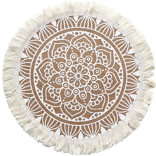 Woven jute table - -, large