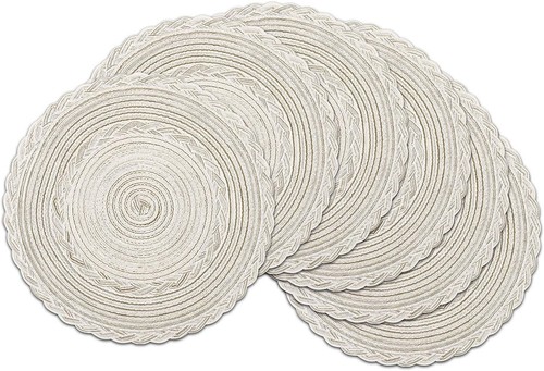 Ivory white woven round - ivory,