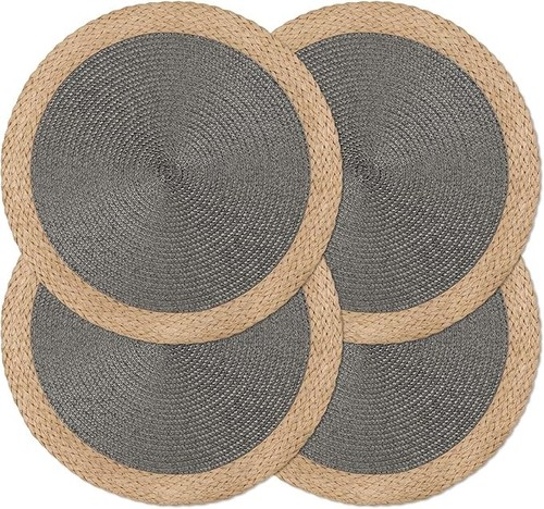 4pcs round woven placemats - 4pcs, 15