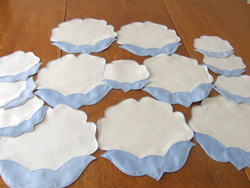 Vintage blue white linen - &,