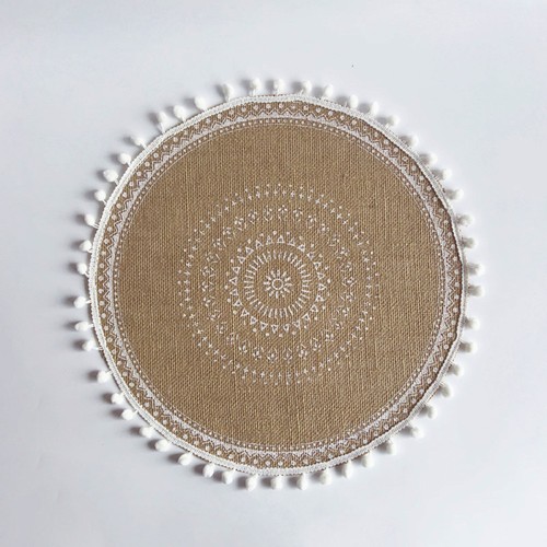 6pcs round 38cm linen - linen, table