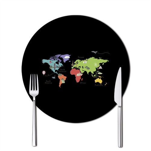 Round placemats dining table - round,