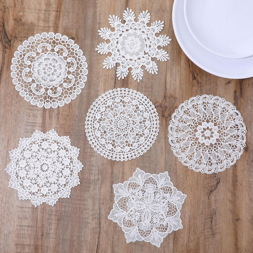 Crochet doilies 6pcs white - crochet,