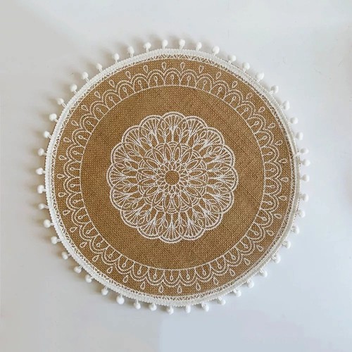 6pcs round 38cm linen - 38cm, table