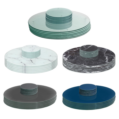 12pc round glass placemats - glass,