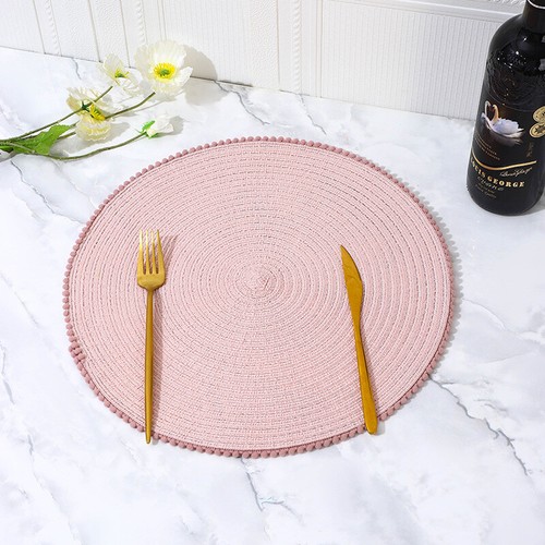 Round pom placemats set - set, of