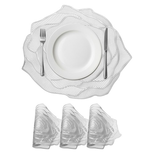Rose floral placemats - set, 4