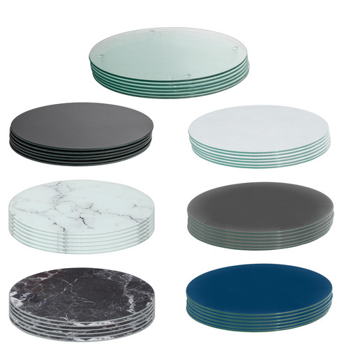 Round glass placemats 30cm - 6x,