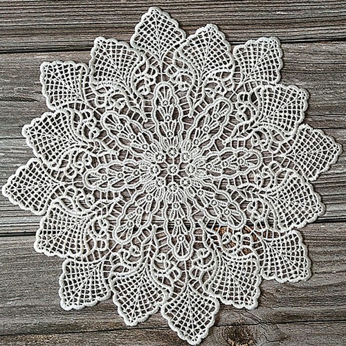 Round guipure embroidery doily - embroidery,