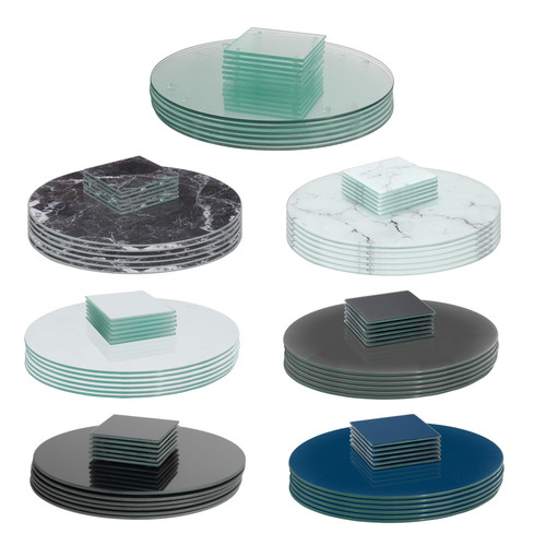 12pc round glass - round, placemats