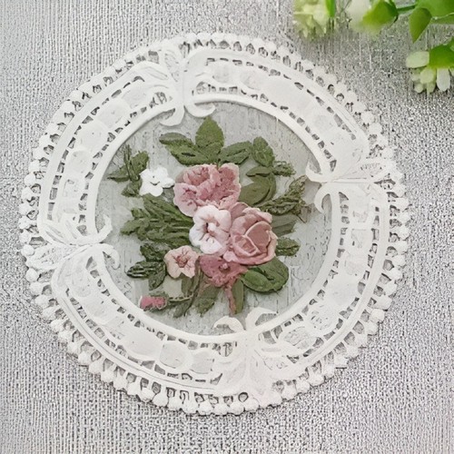 Round hand crocheted doily - hand,